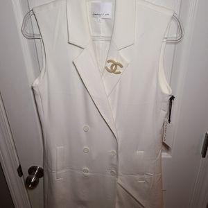 🔥SOLD Tuxedo Sleeveless Dress Cream Sz Small